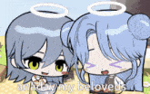 a cartoon of two angels with the words anaday my beloveds written below them