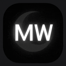 a black icon with the letter mw in white