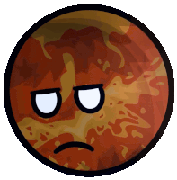 a cartoon of a planet with a sad face