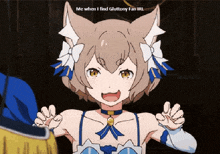a cartoon of a girl with a cat ear and the words me when i find gluttony fan url