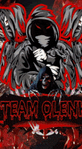 a poster with a grim reaper and the word team oleni