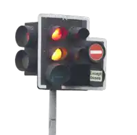a traffic light with a sign that says except buses on it