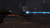 a computer generated image of an explosion with a blue light