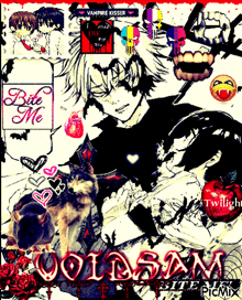 a picture of a vampire kisser with the words bite me and colosam