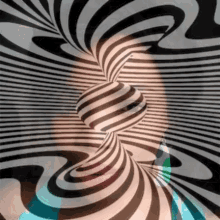 an optical illusion of a person 's face with a pencil in their hand