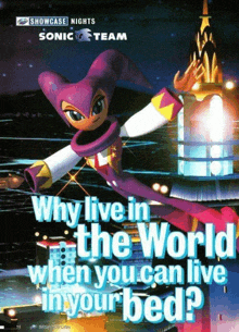 an advertisement for showcase nights sonic team