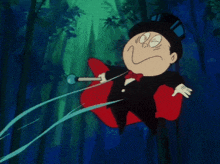 a cartoon character with a top hat blowing a bubble
