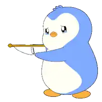 a cartoon penguin is holding a sign that says i miss you