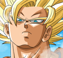a close up of a dragon ball z character 's face