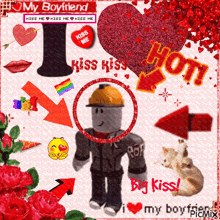 a valentine 's day greeting card with a cartoon character and the words " i love my boyfriend " at the top