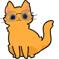 a cartoon drawing of a cat with glasses on