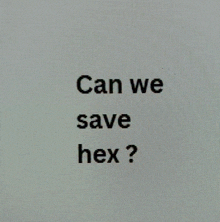 the words can we save hex are on a screen