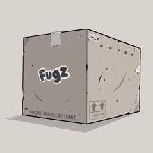 a cartoon drawing of a box that says fugz