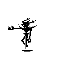 a black and white silhouette of a person standing on a rock