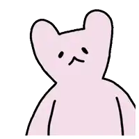 a cartoon drawing of a bear with a heart shaped head