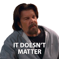 a man with a beard says it does n't matter on a white background