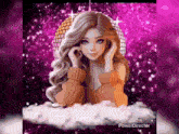 a cartoon girl with a disco ball on her head
