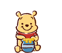 winnie the pooh pooh piglet eating honey