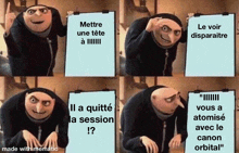 gru from despicable me is holding a clipboard and making a meme with it