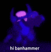 a purple background with the words hi banhammer written on it