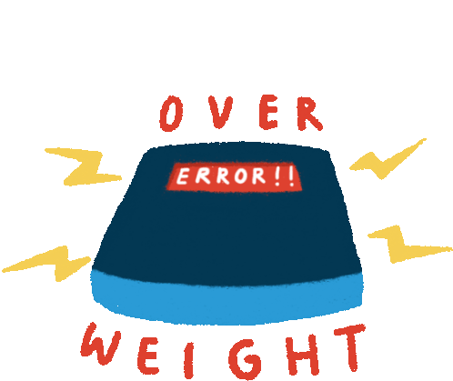 Scale With Caption Overweight In English Sticker - Weighing Scale Error  Over Weight - Discover & Share GIFs