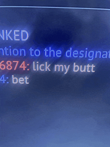 a blue screen with a message that says " naked " on it