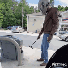 wipe viralhog cleaning helmet removing stain