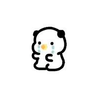 a cartoon panda bear is crying with tears on its face .