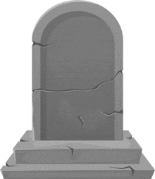 a cartoon illustration of a gravestone with a crack in it