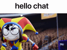 a picture of a cartoon character with the words hello chat