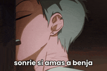 a cartoon drawing of a man with the words sonrie si amas a benja below him