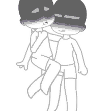 a drawing of a person carrying another person .