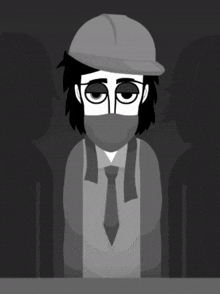 a cartoon of a man wearing a mask and a hat
