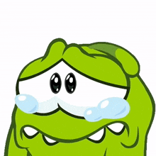 about to cry om nom cut the rope sad upset