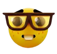 a yellow smiley face with glasses on it 's face .