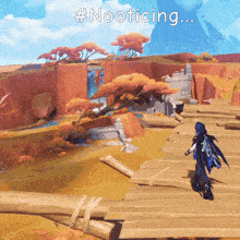 a video game scene with #nooticing written on the top