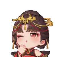 a pixel art illustration of a girl with a crown on her head