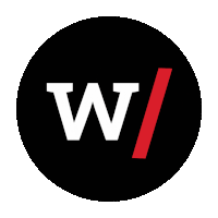 a black circle with a white letter w inside of it