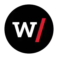 a black circle with a white letter w inside of it