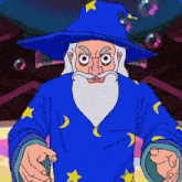 a cartoon of a wizard wearing a blue robe