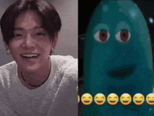 a picture of a person next to a picture of a cartoon character