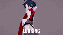 a cartoon character with the word lurking on the bottom right
