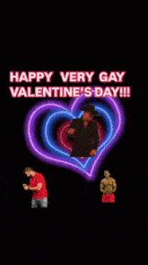 a happy very gay valentine 's day greeting card with a rainbow heart