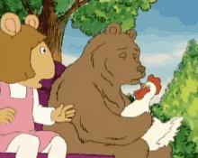 Homosexual Metaphor Or Just A Bear Kissing A Cock... You Decide! GIF - Bear Chicken Love GIFs