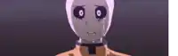 a pixel art of a robot with a sad face