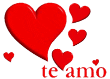 a red heart is surrounded by smaller red hearts and the words te amo