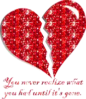 a broken heart with the words " you never realize what you had until it 's gone " on it