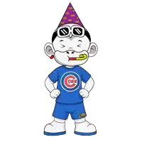 a cartoon character wearing a blue cubs shirt