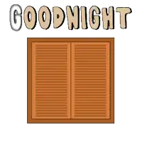 a cartoon of a snowman peeking out of a window with the words " goodnight " above it