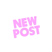 a pink sign that reads new post on a white background